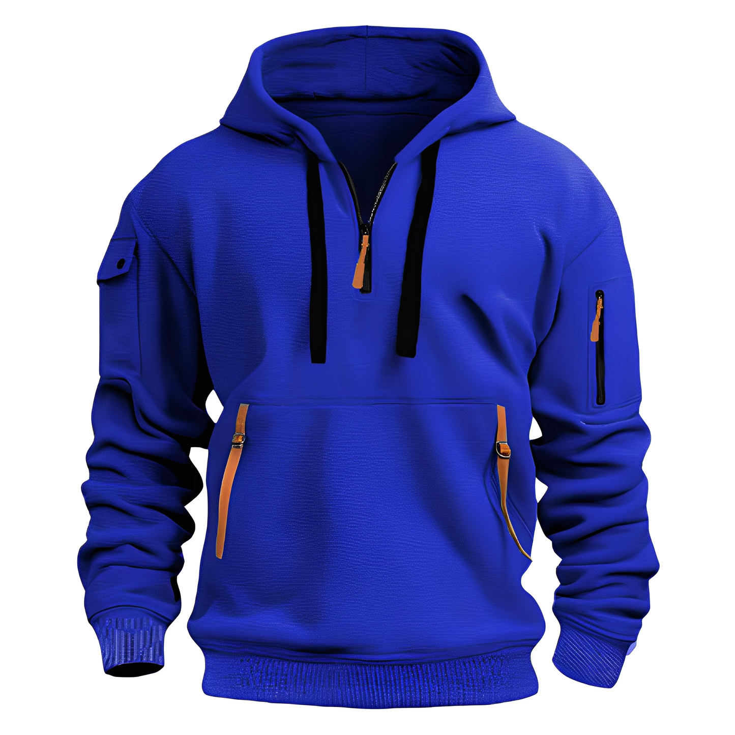 Street-Wave Half Zip Locker Hoodie For Men With Breathable Fabric And Practical Zipper Pockets