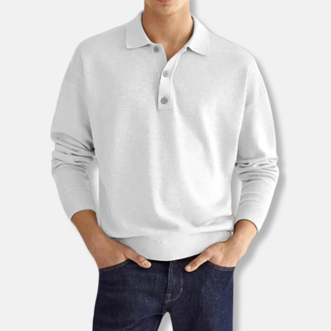 Street Wave Mens Cotton Blend Polo Collar Sweater Long Sleeve Relaxed Fit