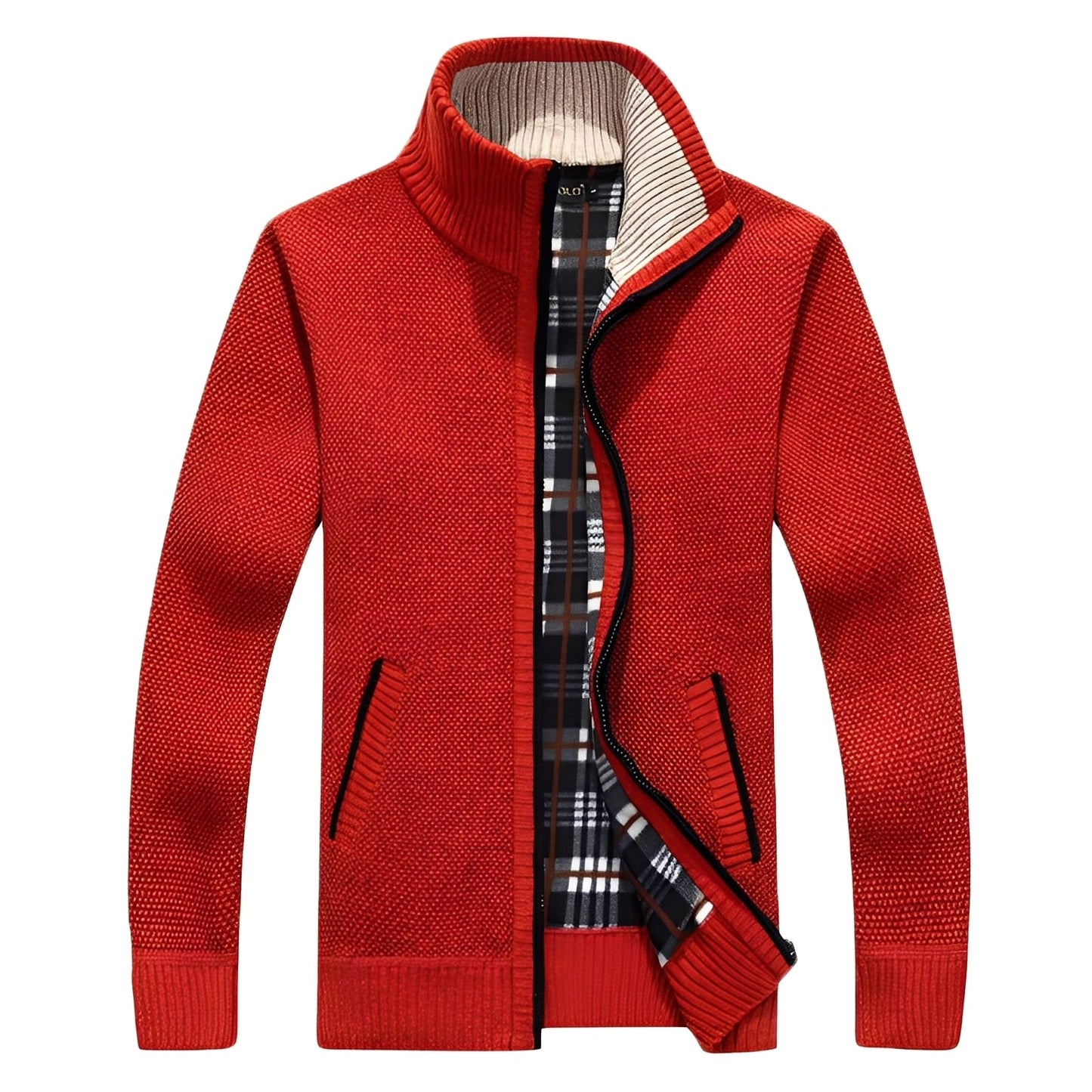 Street-wave Mens Cardigan With Lined Warmth And Windproof Outer Shell Classic Style