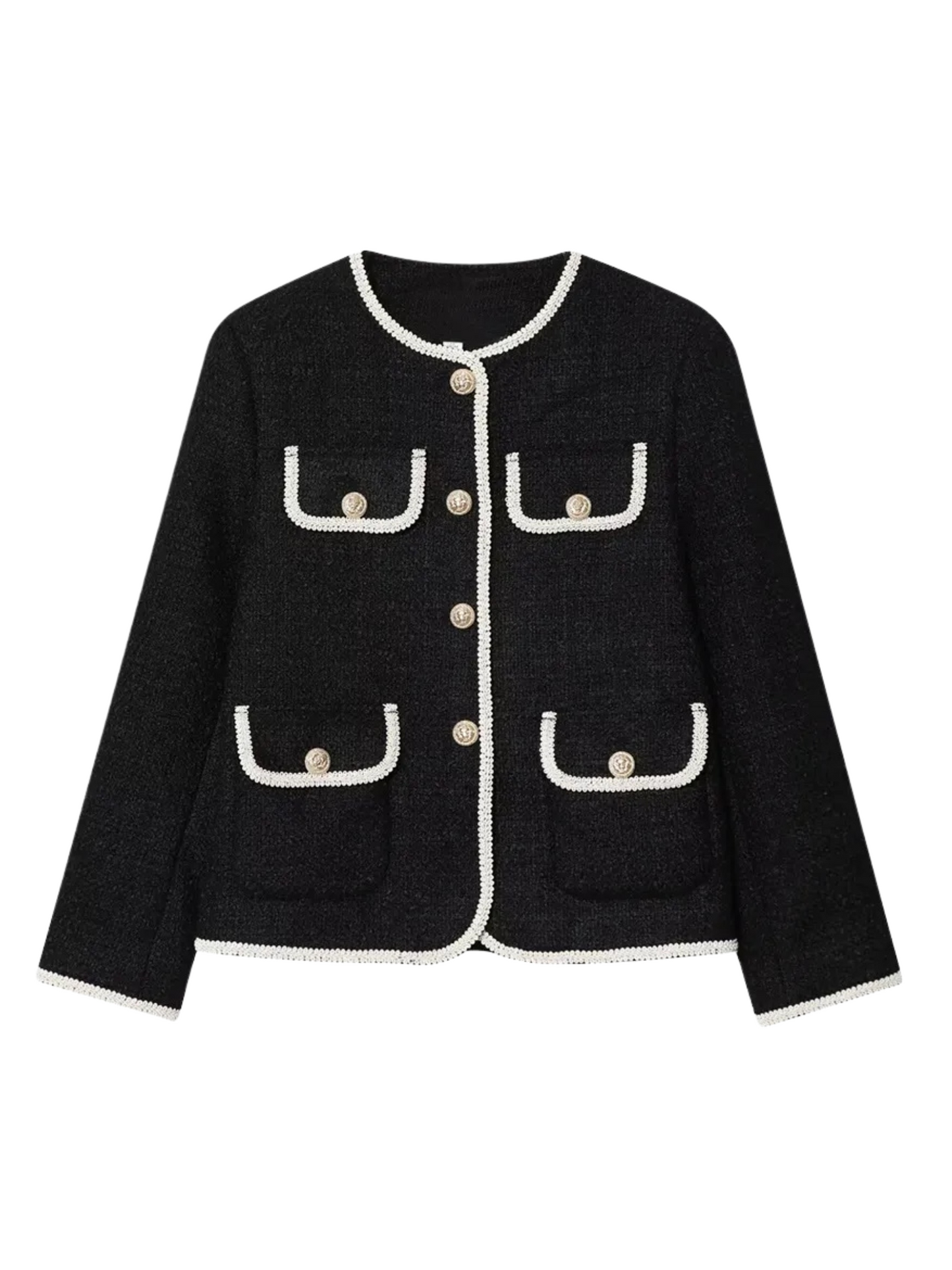 Street-Wave Alida Boucle Short Jacket For Women With Decorative Buttons And Trim