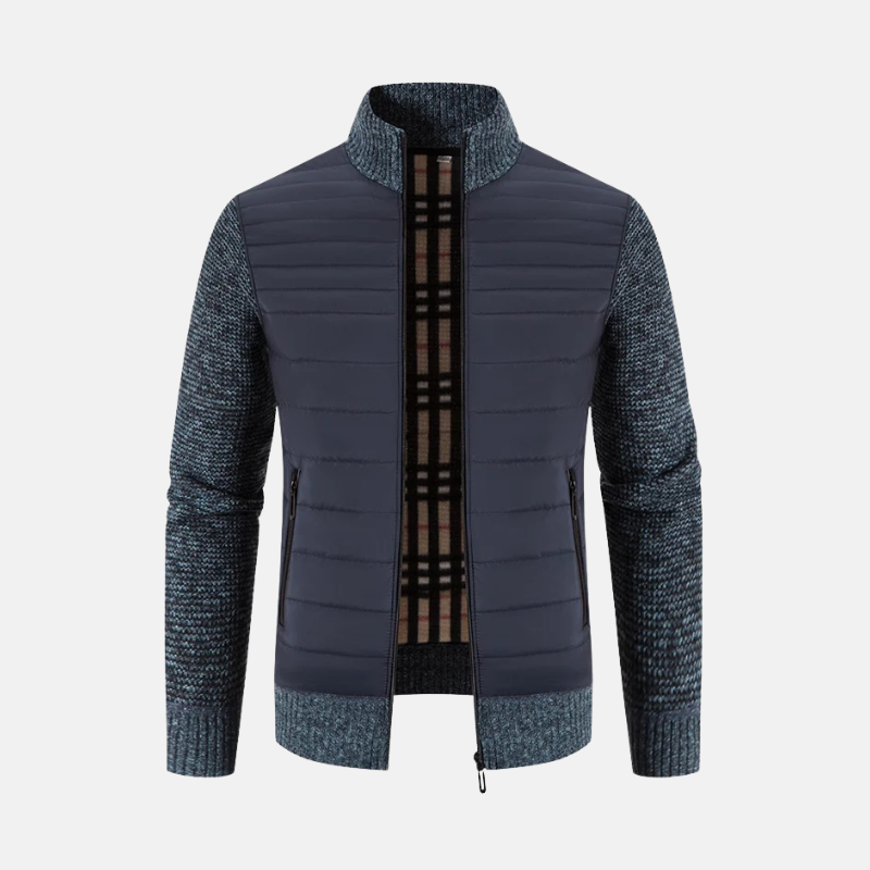 Street-Wave Men's Hybrid Padded Jacket With Ribbed Knit Sleeves For Cold Weather Slim Fit Hip Length