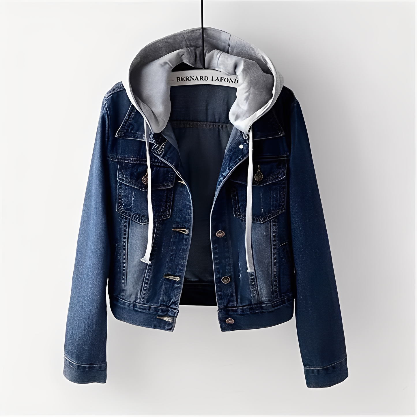 Street Wave Denim Jacket With Removable Hood For Women Versatile Everyday Casual Style