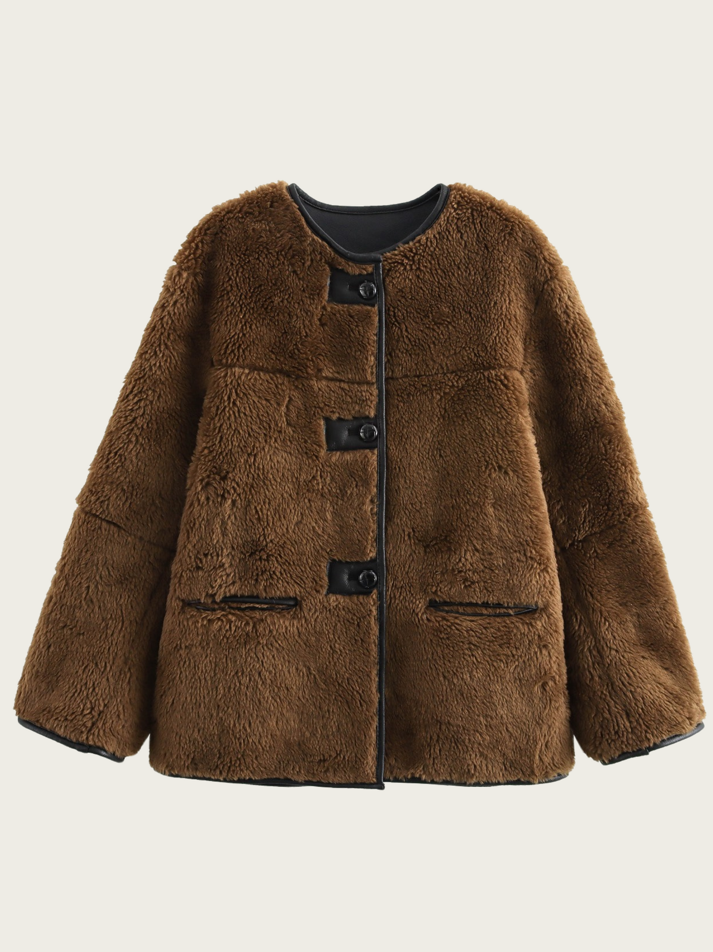 Street-wave Teddy Jacket For Women Cozy Plush Outerwear With Button Closure And Soft Lining