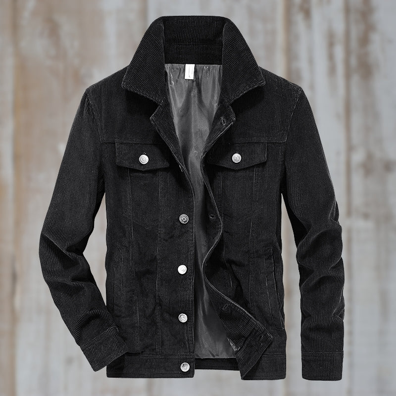 Corduroy Jacket With Button Closure Cotton Blend Street-Wave Unisex Everyday Essential Timeless Design