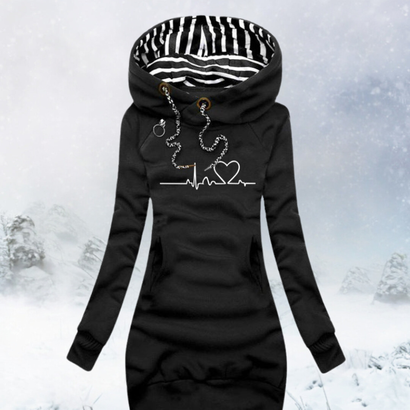 Streetwave Malia Heartbeat Print Pullover Dress For Women Cozy Winter Essential MustHave