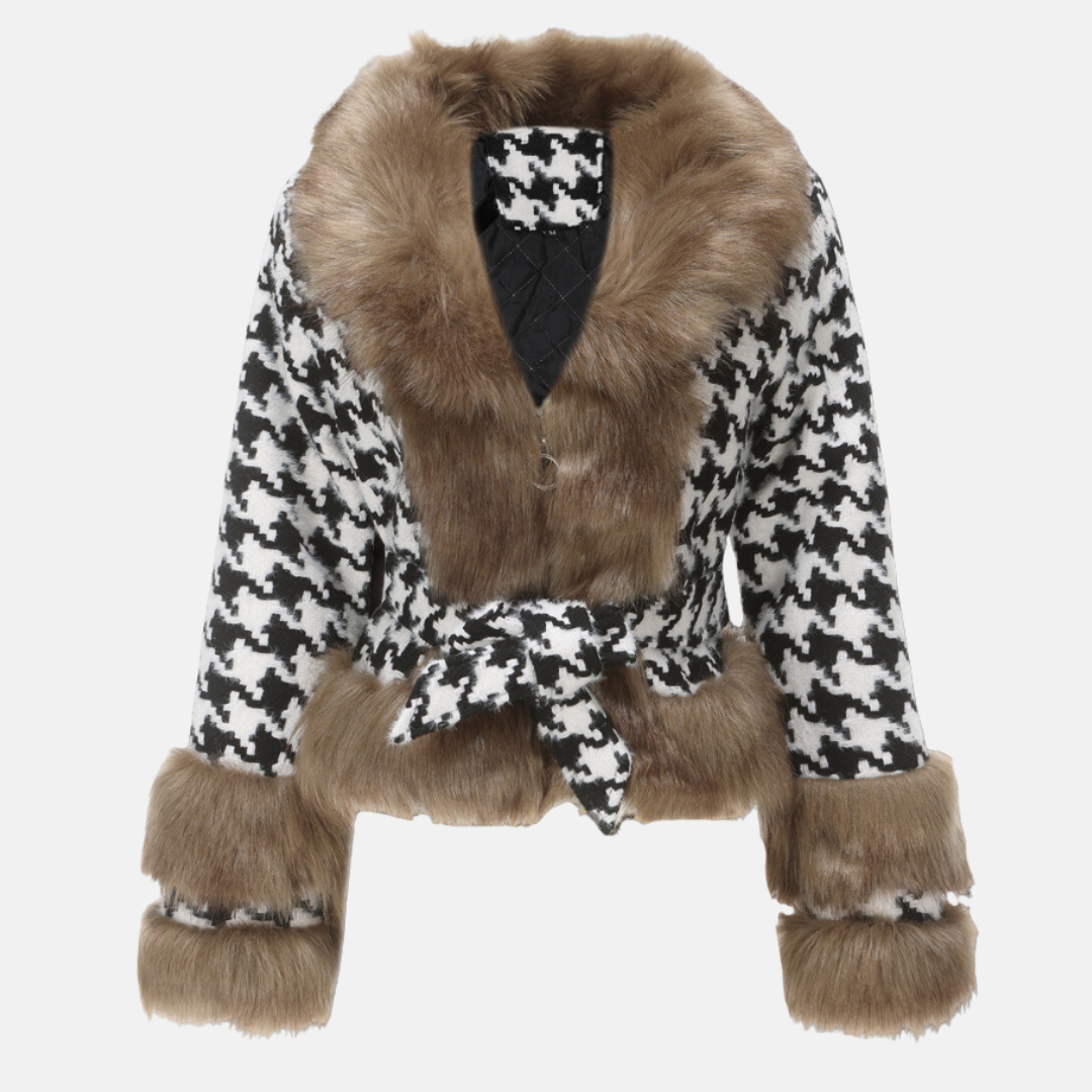 Women's Wool Blend Short Coat With Fur Trim Street-Wave