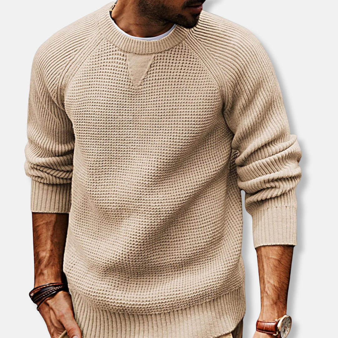 Street-Wave Men Knit Texture Crew Neck Sweatshirt Comfort