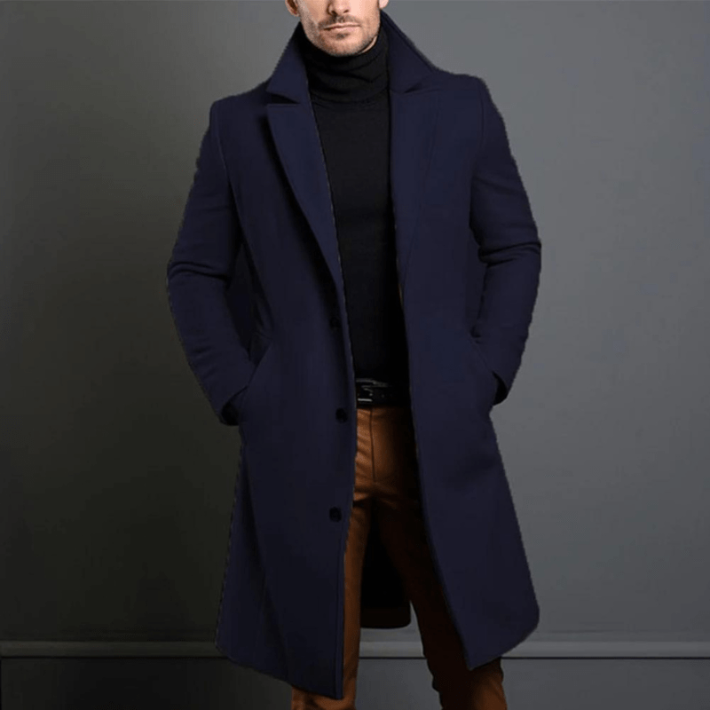 Street-wave Men's Long Winter Coat Warmth And Timeless Style With Structured Fit