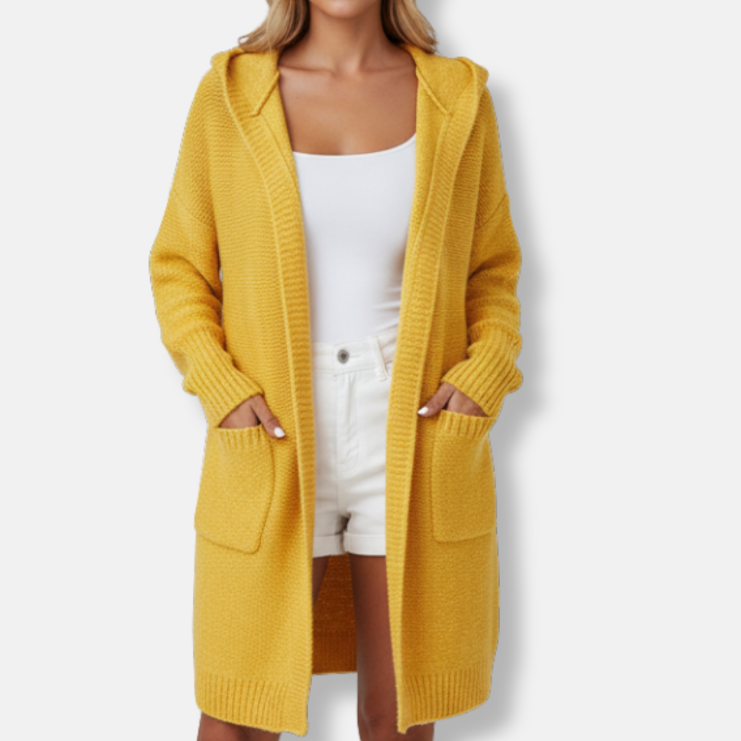 NordiskFlair Women Hooded Cardigan Oversized Knit Wool Blend Knee Length Cozy