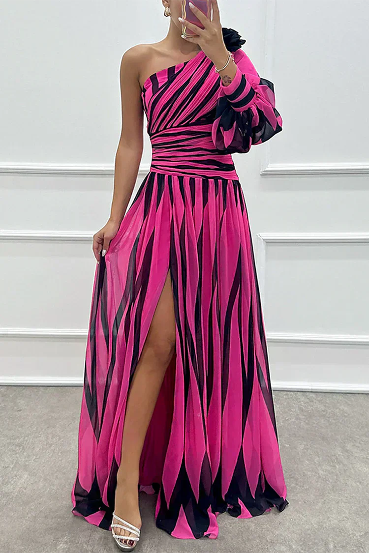 Women's Asymmetric Maxi Dress with One Shoulder Design and Elegant Style