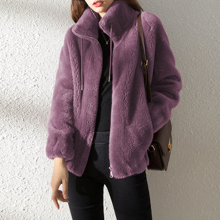 Street-wave Plush Fur Coat For Fashion-Forward Women Luxuriously Soft Double-Faced Warmth