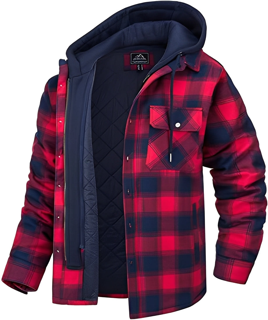 Street-wave Mens Plaid Thick Winter Jacket With Inner Quilted Lining For Warmth And Comfort