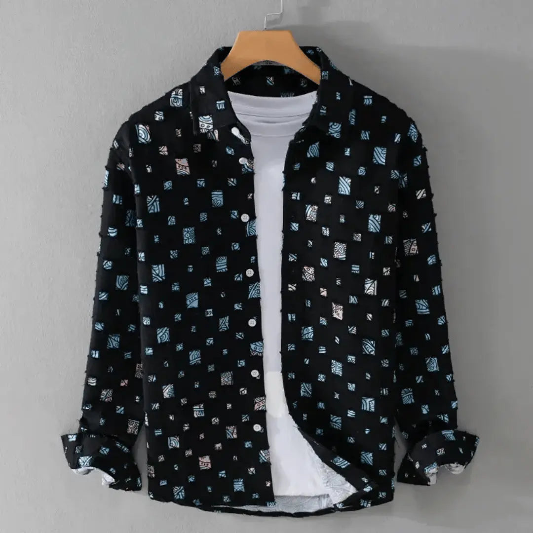 Alessandro Patchwork Frayed Denim Shirt For Modern Casual Wear Edition By Street-Wave
