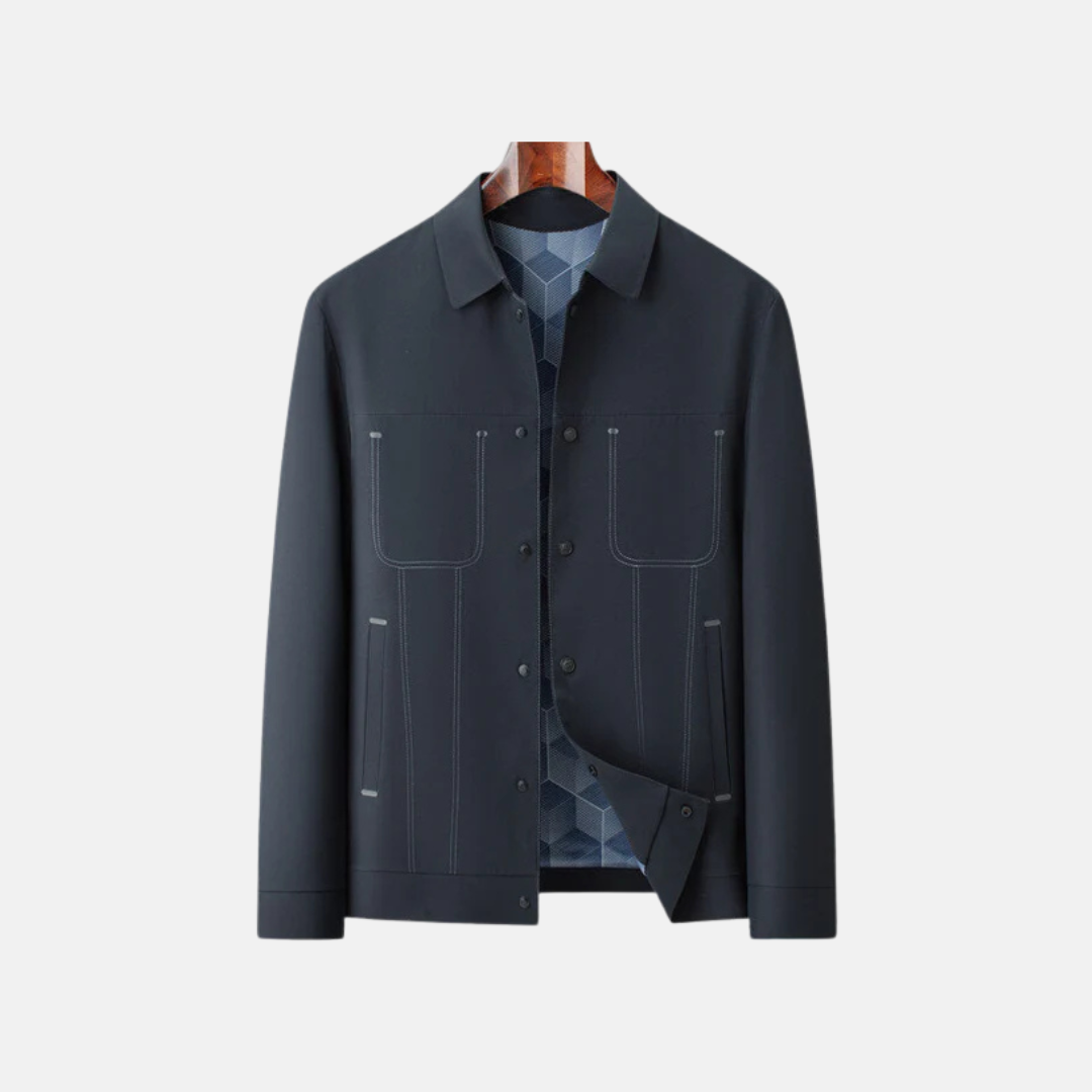 Men's Casual Jacket With Relaxed Fit Button Front Patterned Lining Hip Length Nordisk Flair By Street-Wave