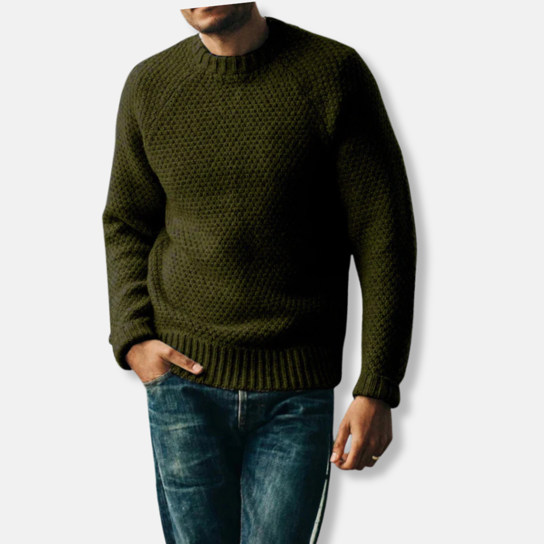 Street-Wave Wool Blend Crew Neck Sweater Raglan Relaxed Fit For Men