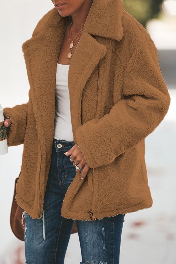 Street-Wave Amara Teddy Jacket With Stand Collar And Zipper Premium Faux Shearling For Modern Women