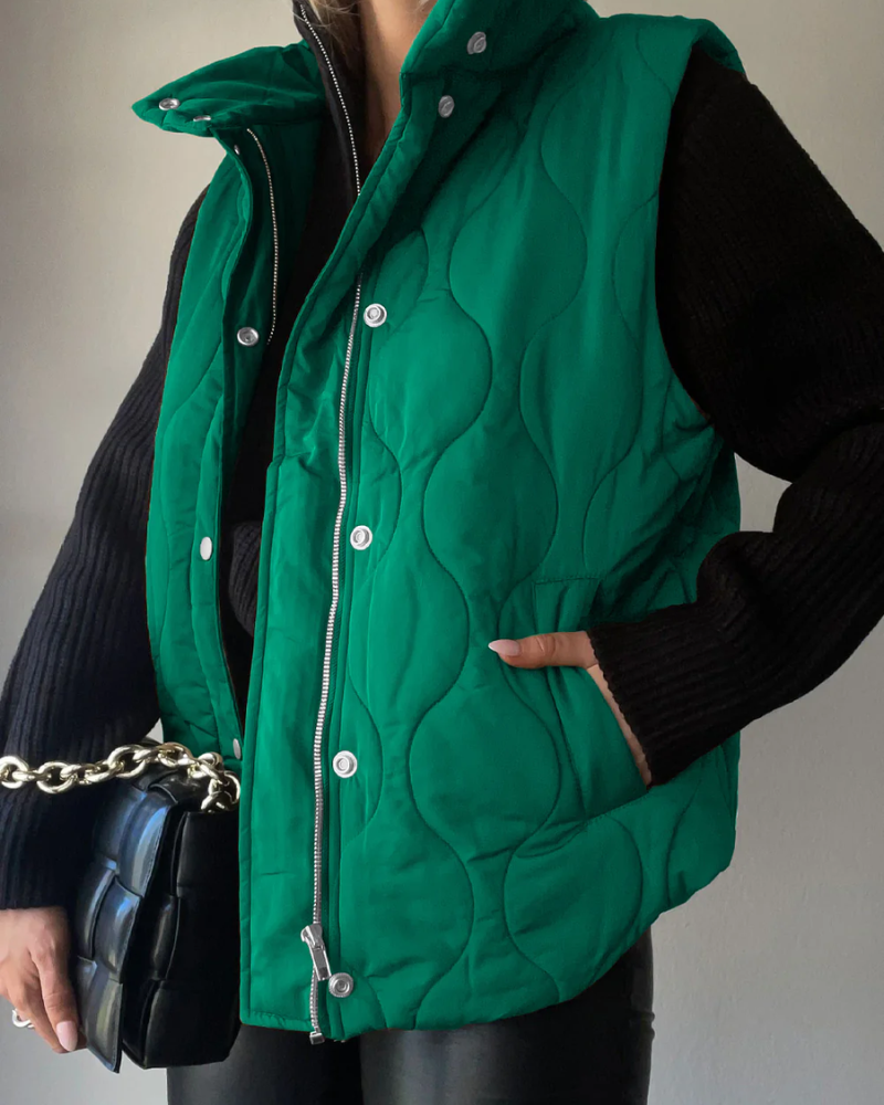 Street-Wave Plus Size Puffer Vest Oversized Quilted Outerwear For Women Cozy Warm