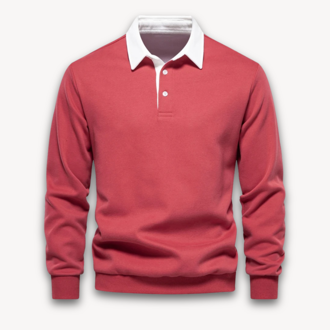 Street-Wave Mens Polo Sweater Regular Fit Long Sleeve Soft Knitted Natural Fiber Navy Knitwear