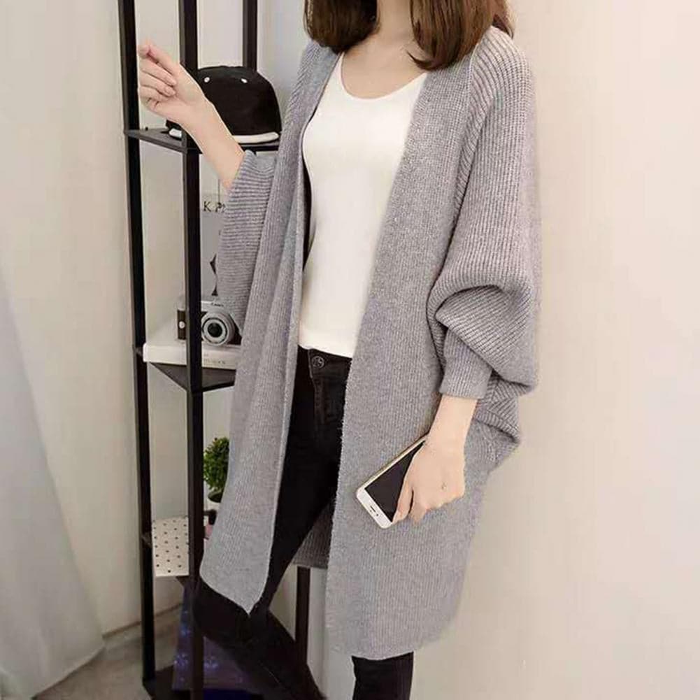 Street-Wave Long Cardigan In Soft Knit Open Front Relaxed Fit With Pockets For Women