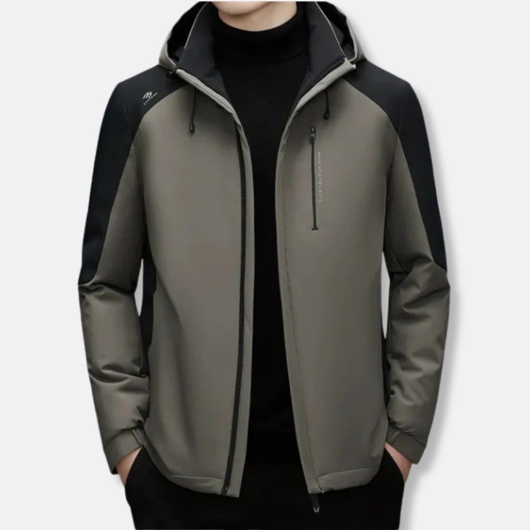 Street-Wave Hooded Color-Block Jacket For Men Premium Synthetic Blend Warmth