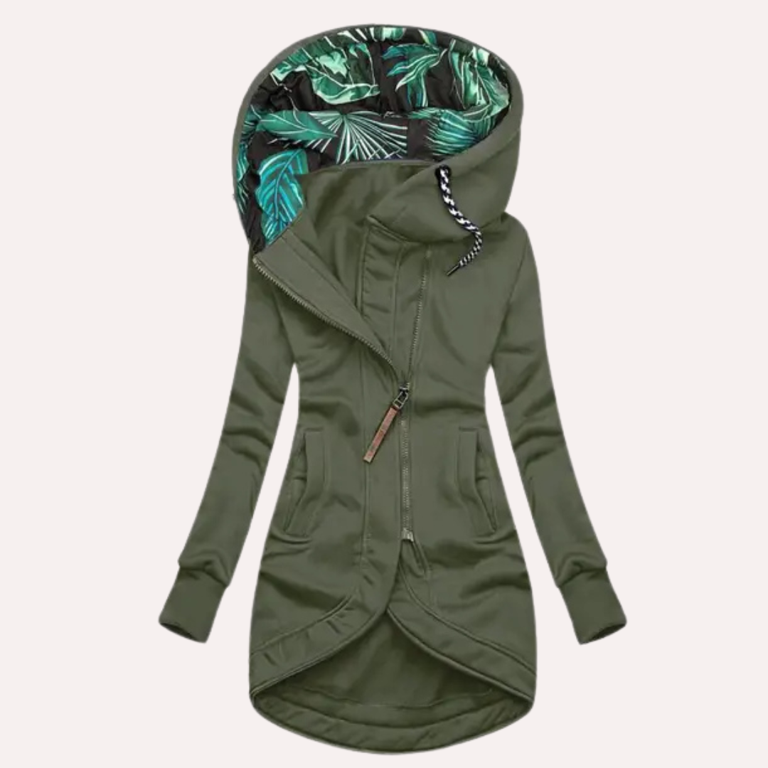 Street-wave Women's Elegant Hoodie With Tailored Silhouette And Cozy Tropical-Lined Hood