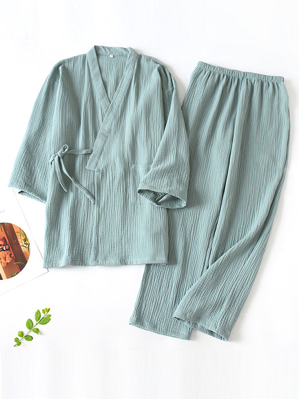 Street Wave Hailey Womens Wrap Pajama Set Cozy Loungewear