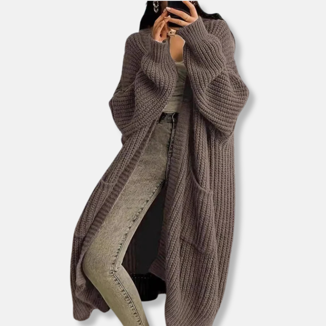 Street Wave Women's Cardigan Ribbed Knit Oversized Maxi Open Front Pockets