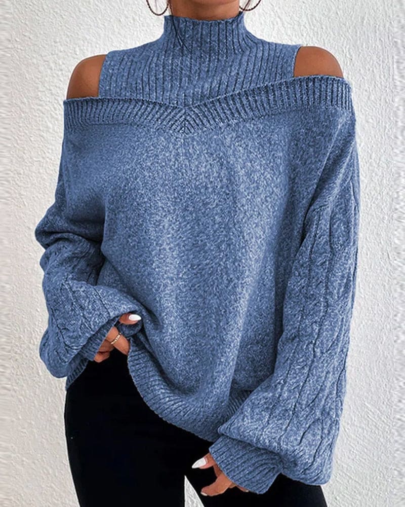 Street-Wave Off Shoulder Cozy Knit Pullover For Women Effortless Chic Premium Comfort Perfect Everyday Wear