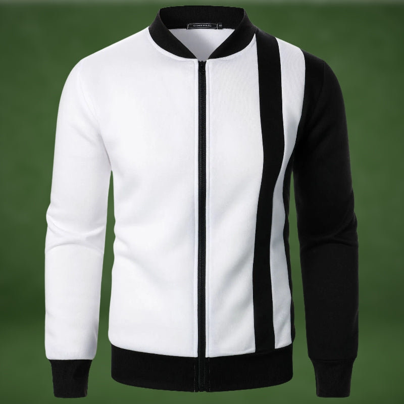 Street-wave Zip Sweatshirt For Men Dynamic Colorblock Polyester Blend Versatile Urban Streetwear