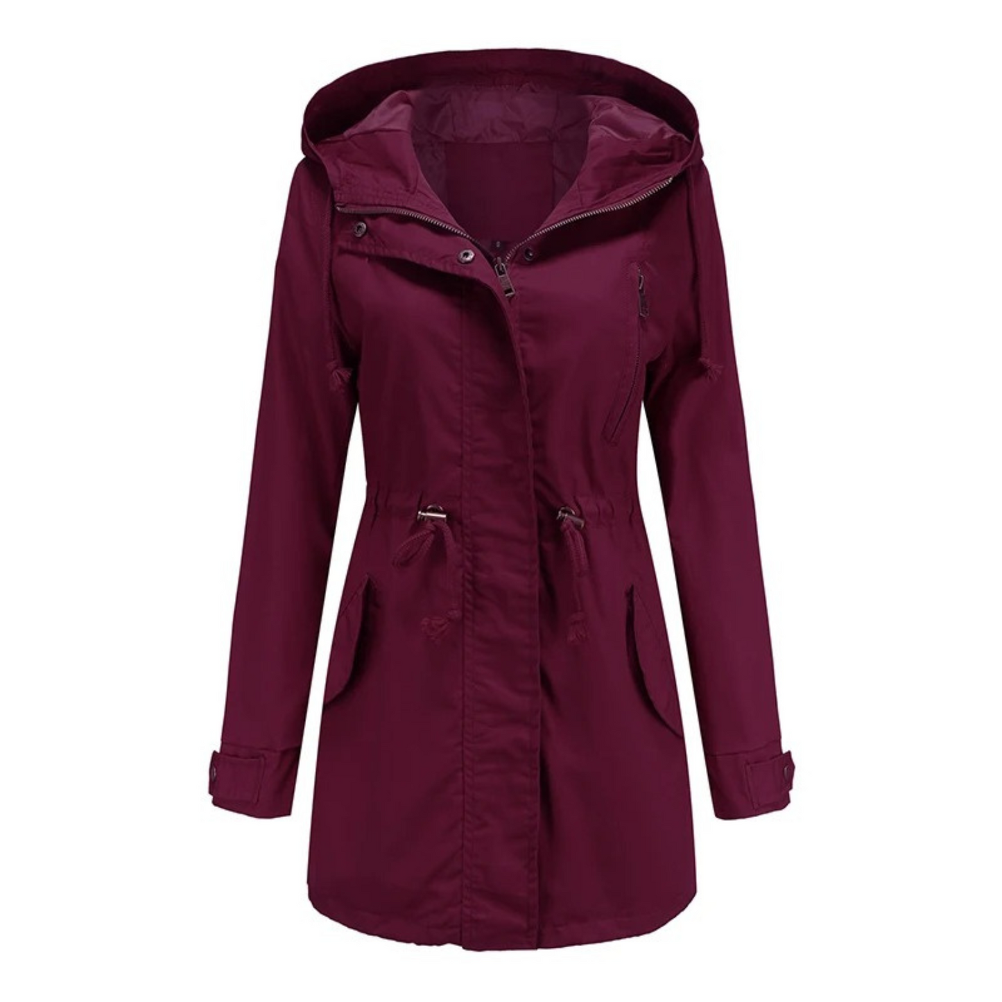 Street-wave Waterproof Hooded Raincoat for Women Lightweight Windproof Stylish Coat