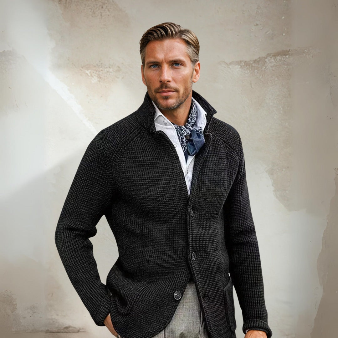 Men's Wool Blend Vest With Tailored Fit Button Closure And High Collar For Sharp Smart Casual Style