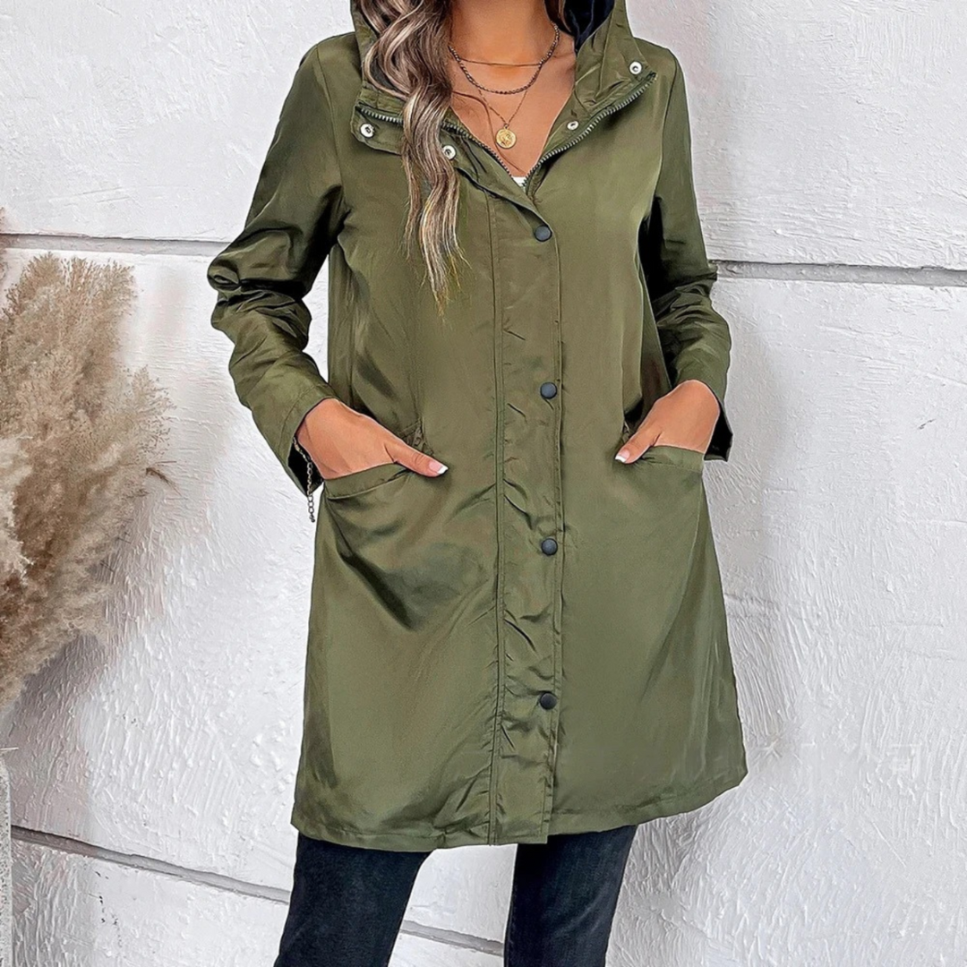 Street Wave Hooded Windbreaker For Women Lightweight Windproof Rain Resistant Jacket