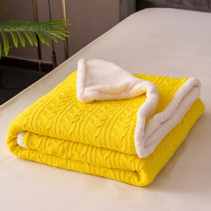 Cozy Cable Knit Sherpa Throw Blanket