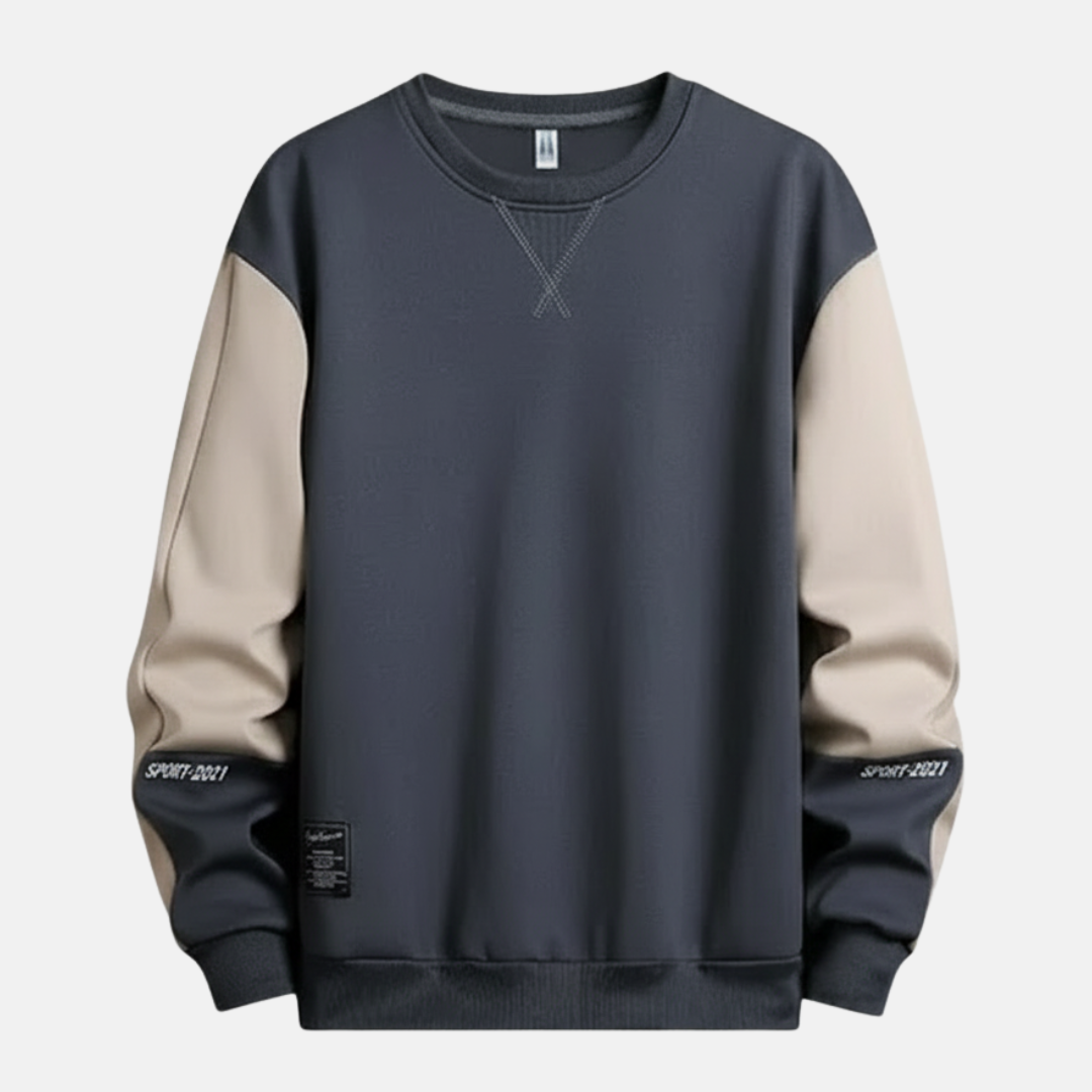 Men's Relaxed Fit Two Tone Raglan Sleeves Sweatshirt Cotton Blend With Ribbed Trim