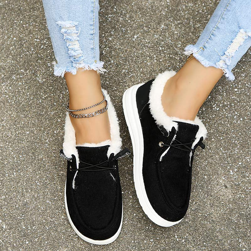 Street-wave Womens Fleece-Lined Sneakers Warm Comfort Insulated Winter Shoes With Plush Lining