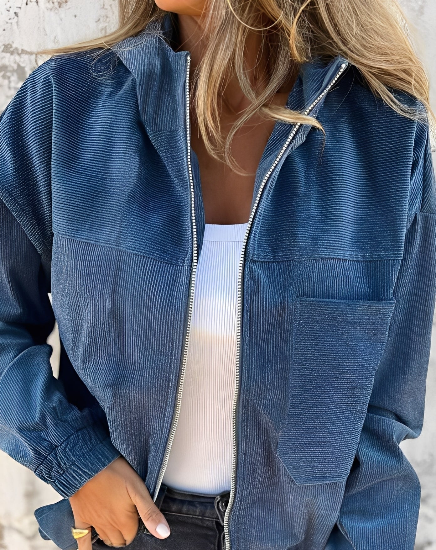 Street-wave Corduroy Hooded Jacket For Women Casual Comfort Modern Everyday Outerwear