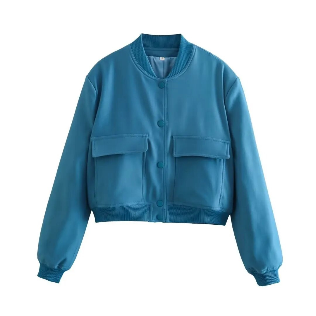Street-Wave Womens Short Jacket With Crew Neck Premium Materials All Season Outerwear