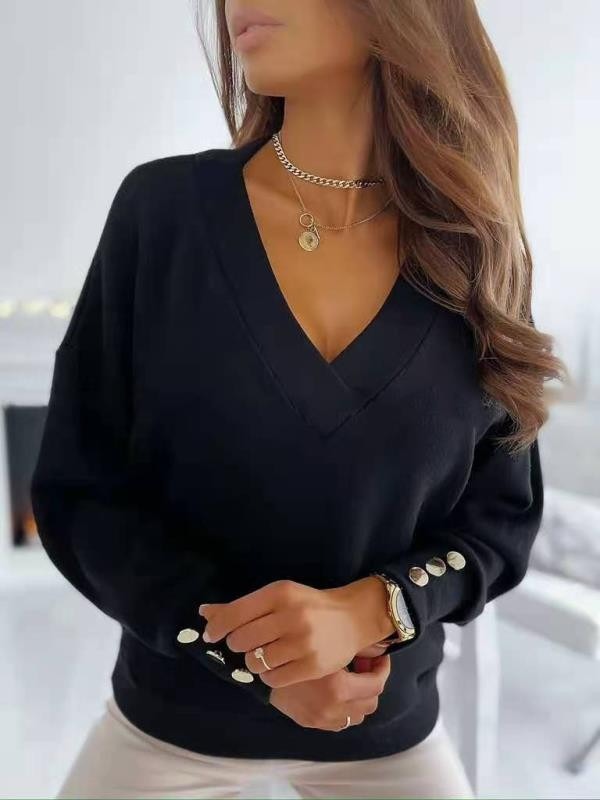 Street Wave V Neck Oversized Pullover For Women Chic Comfort Casual Everyday Essential