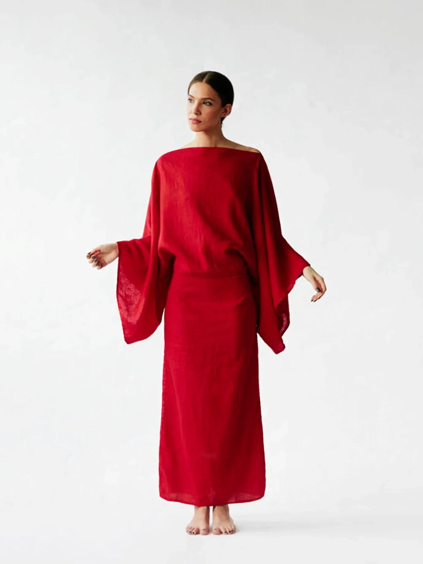 Street Wave Gianna Kimono Midi Dress For Petite Women Flowing Silhouette