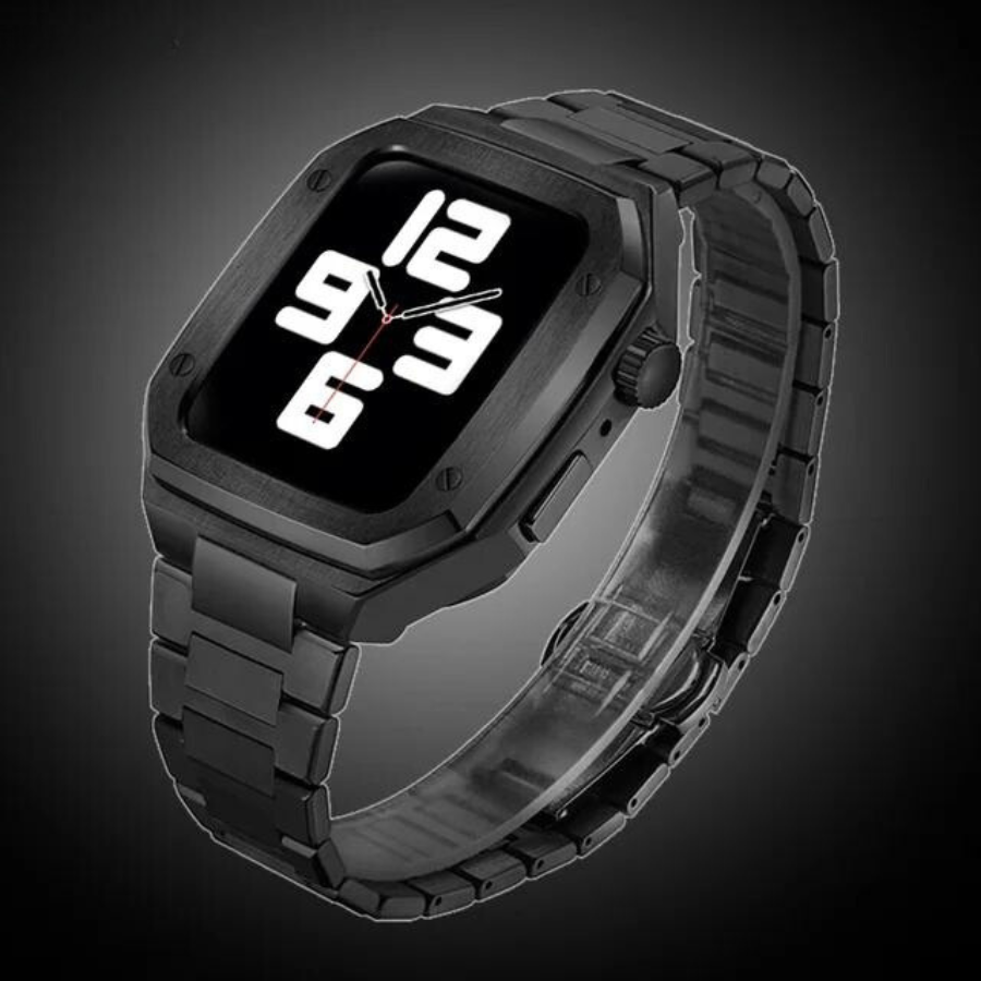 The Executive Stainless Steel Apple Watch Mod by Street-Wave Craftsmanship Shock Resistant Design Durable Rubber Band