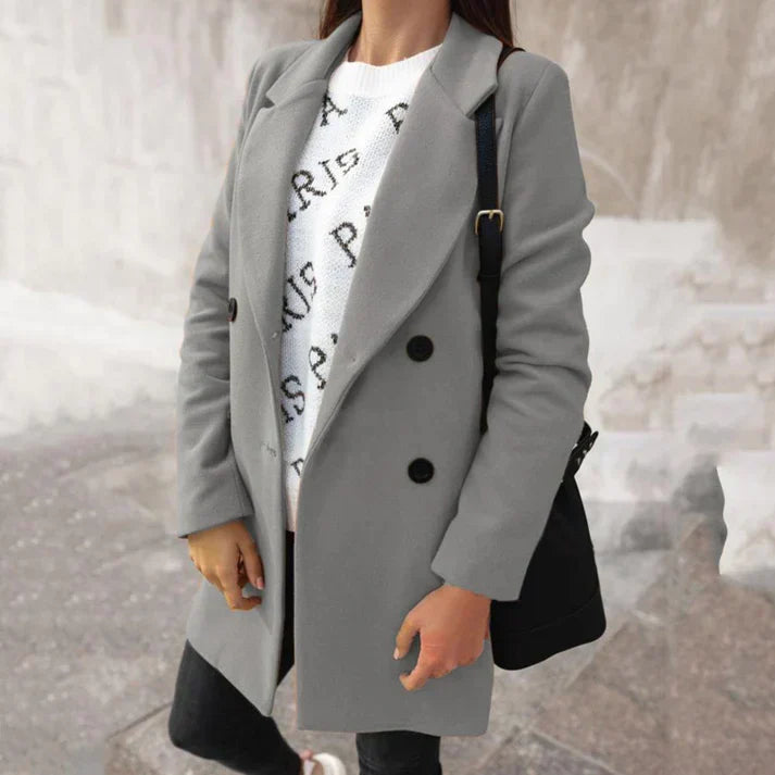 Street-Wave Women’s Wool Coat With Double Button Placket For Timeless Warmth In Autumn Winter