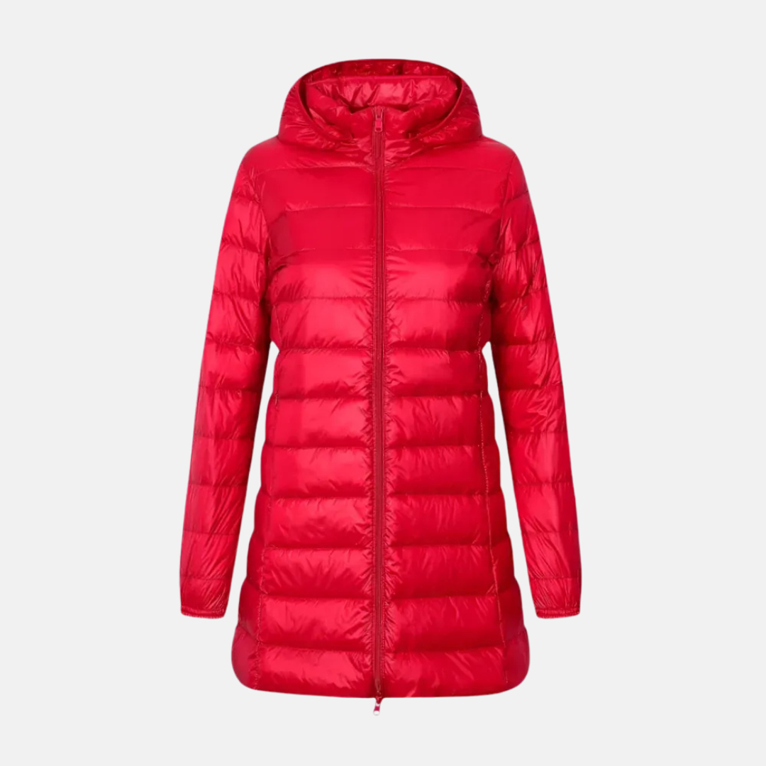Nordisk-Flair Women's Down Jacket Hooded Quilted Water-Resistant Mid-Thigh