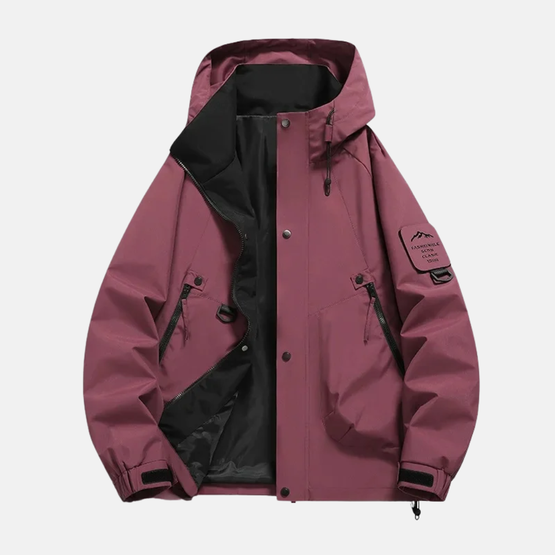 Men's Utility Jacket Water Resistant Adjustable Hood Multiple Pockets Relaxed Fit