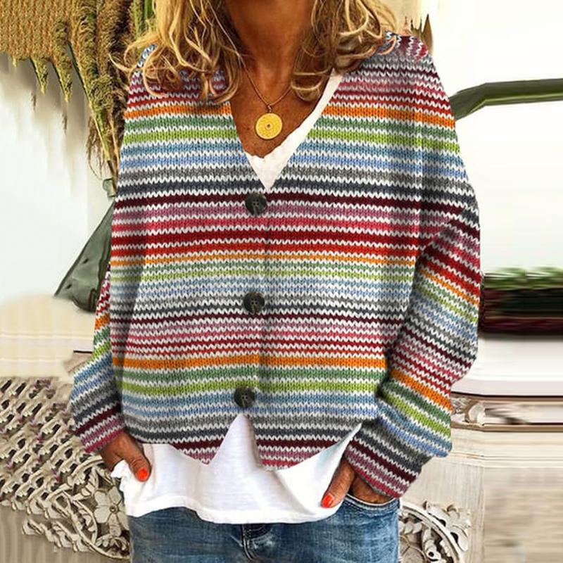 Street-Wave Printed Women's Cardigan Soft Skin Friendly Knit With Colorfast Pilling Resistant Warmth For Women