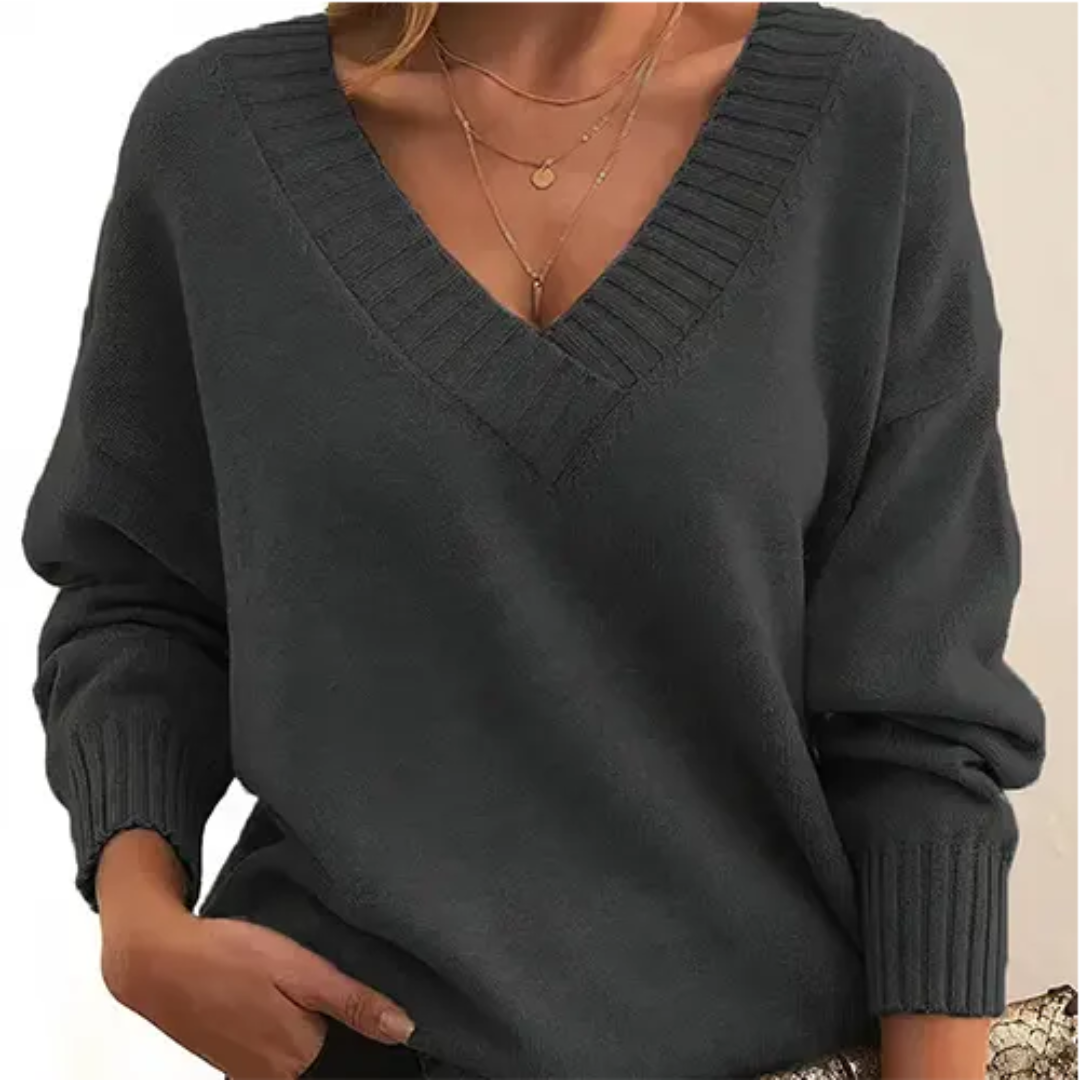 Street-Wave V-Neck Winter Pullover For Women Luxurious Warmth And Cozy Comfort Everyday Style