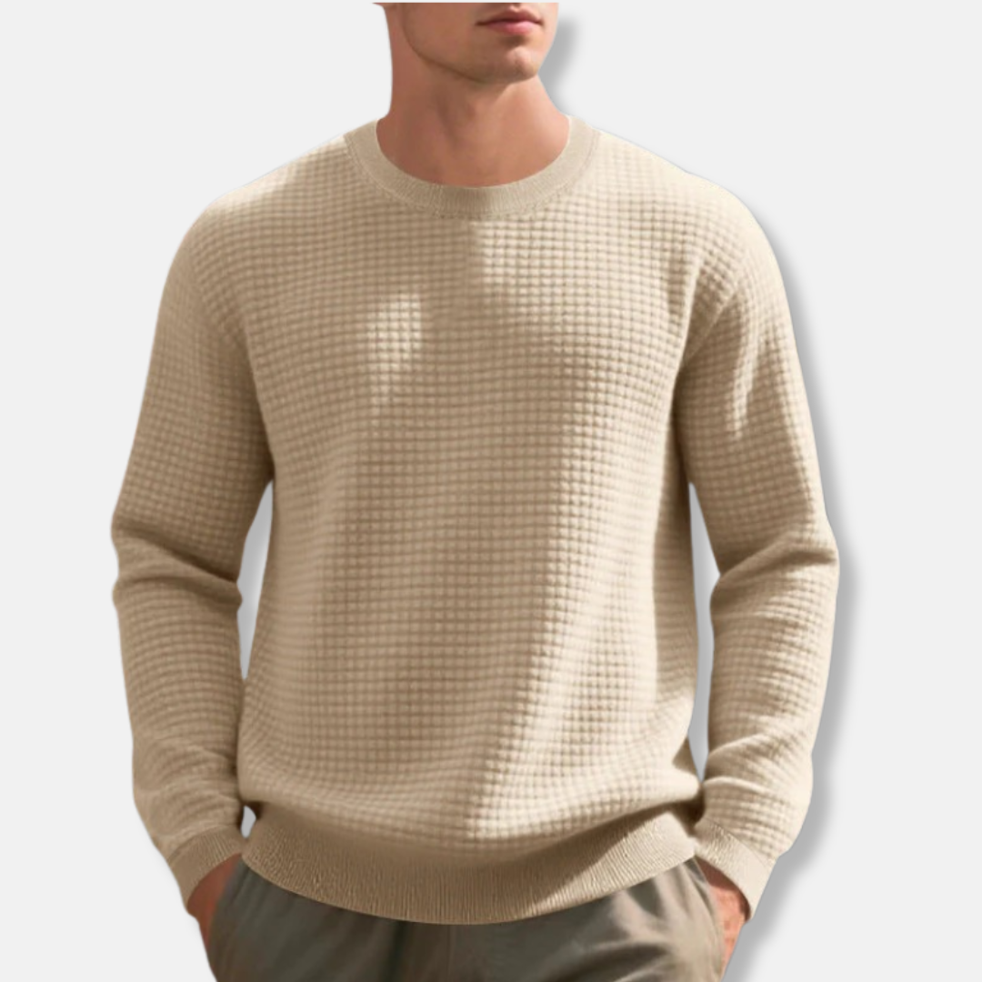 Men's Cotton Blend Sweatshirt Loose Fit Crew Neck with Ribbed Cuffs and Hem for Casual Wear