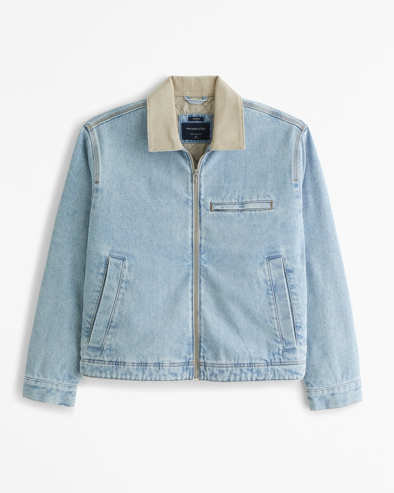 Street-Wave Work Jacket With Zip Corduroy Collar Warm Rugged Style for Urban Professionals