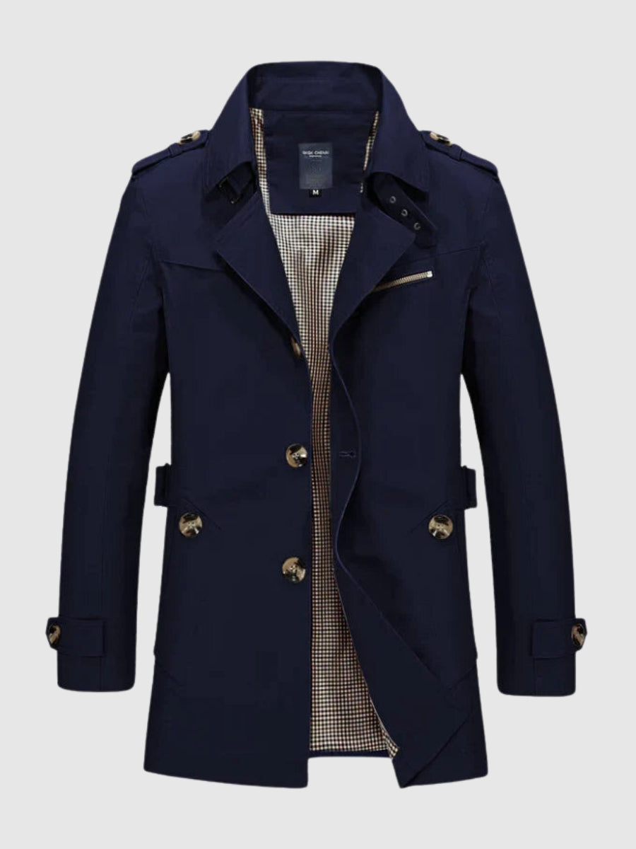 Street-wave Men's Cotton Trench Coat - Timeless Versatile Lightweight Elegance for Modern Urban Men
