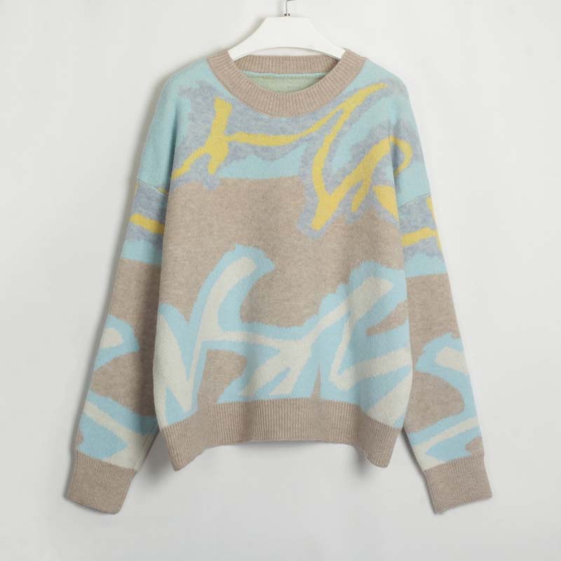 Street-Wave Color Block Pullover Sweater for Women and Men Cozy Warmth Soft Knit