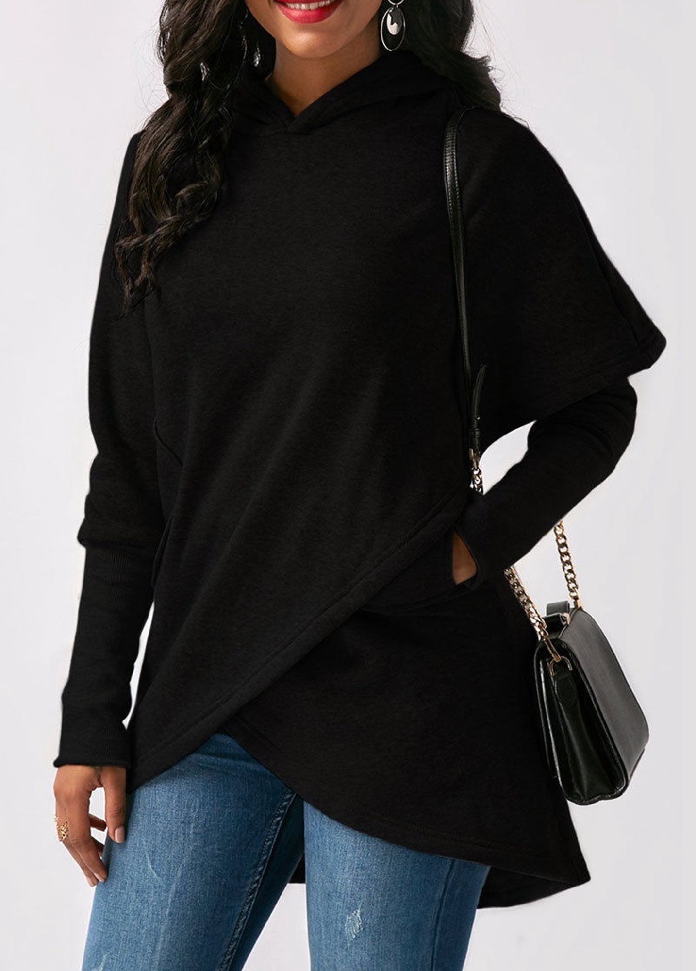 Street-Wave Women's Asymmetrical Hoodie Cozy Autumn Warmth Trendy Modern Cut For Women